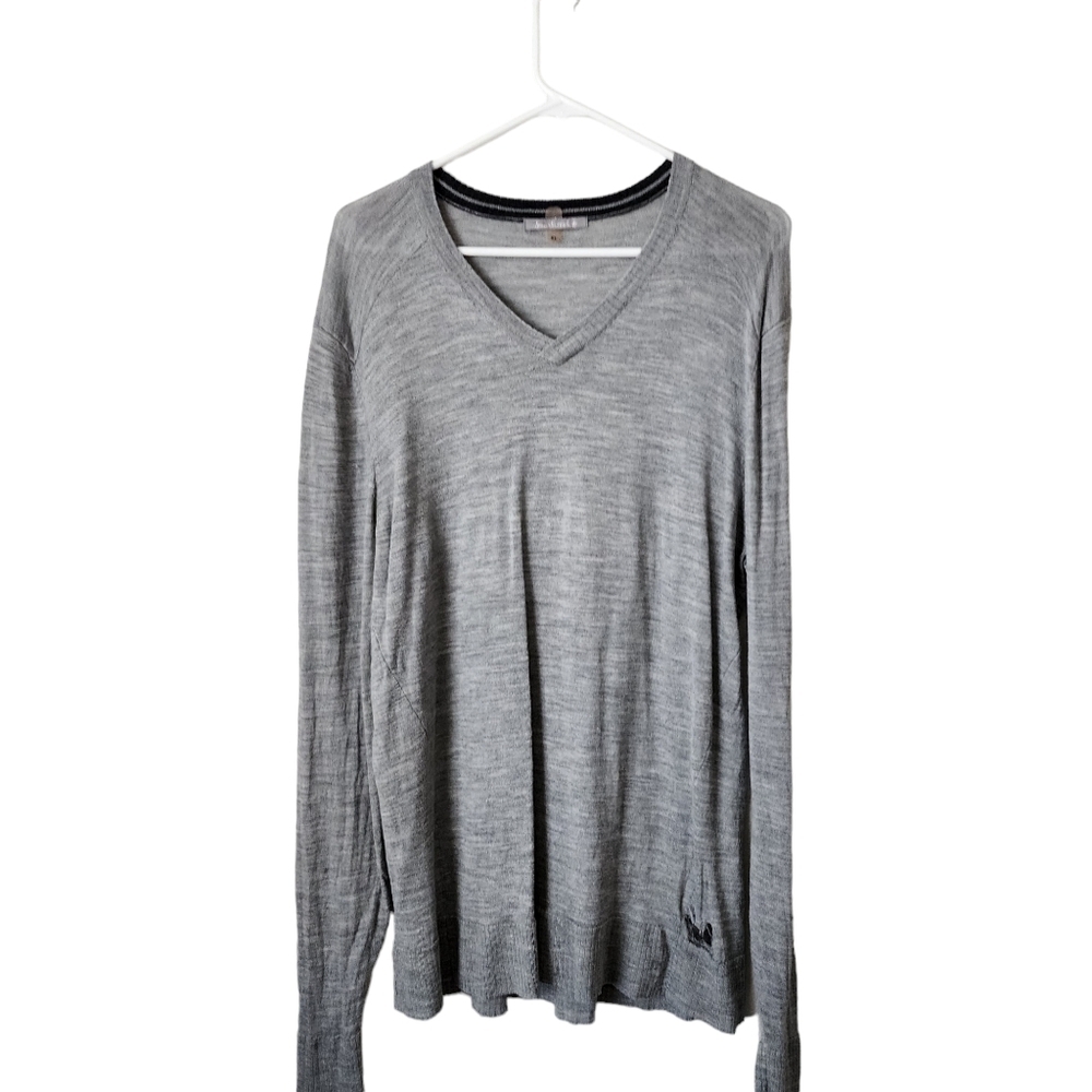 SMARTWOOL thin knit vneck sweater in grey size XL